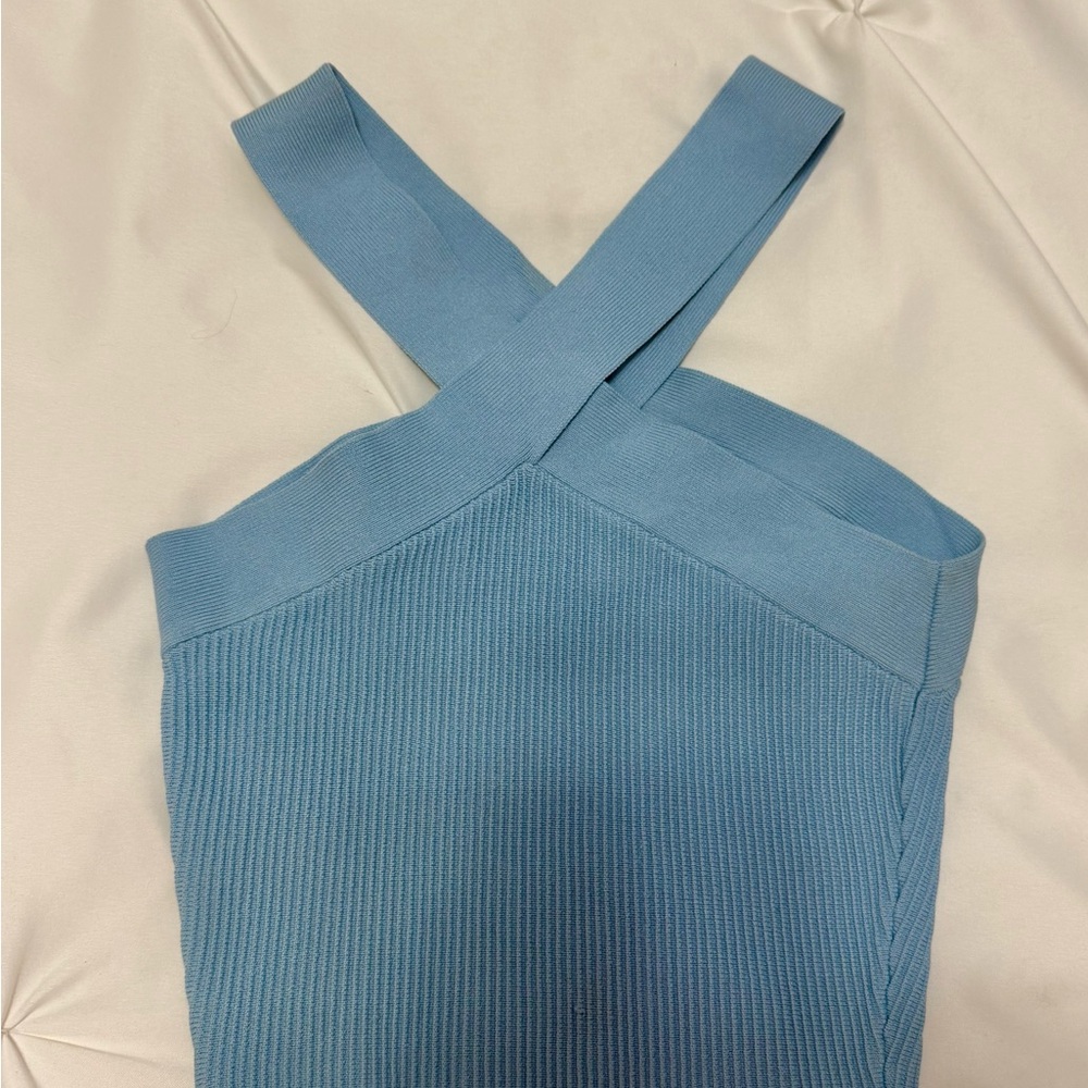 Aritzia Babaton Light Blue Ribbed Top